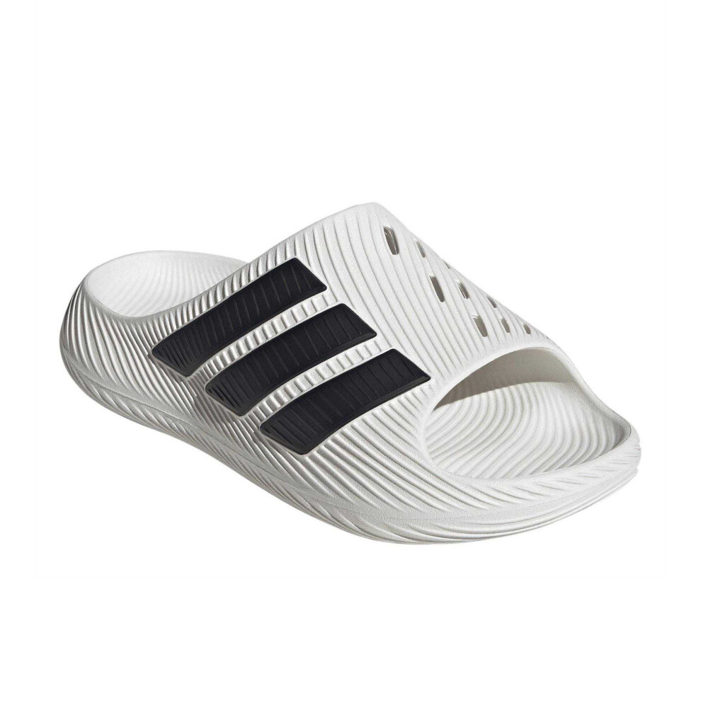 Adidas (11 Uk, White/Black) Mens Adilette Shower Rubber Sliders