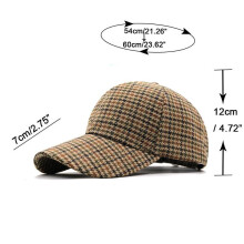 (Khaki, Adjustable) Plaid Baseball Cap - Warm Lightweight Adjustable for Autumn Winter Outdoor Activities