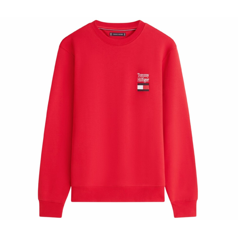 Tommy Hilfiger (Xl, Red) Mens Embroidered Logo Sweatshirt