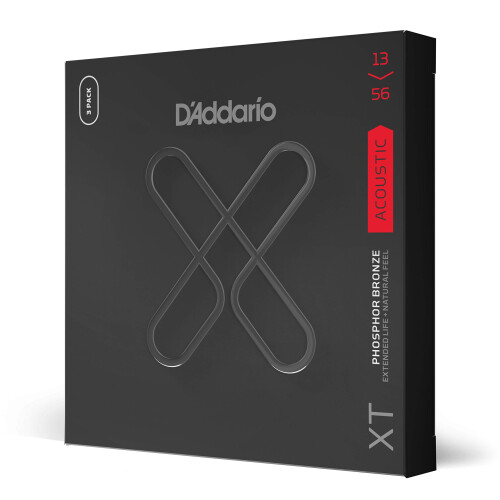 D'Addario XT Phosphor Bronze Acoustic Guitar Strings 13-56, 3 Sets