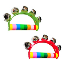 2-Pack Christmas Sleigh Bells Musical Rainbow Jingle Bells Instrument Wooden Hand Bells for Kids Baby Adult Best Holiday Birthday Party Gifts (Red a