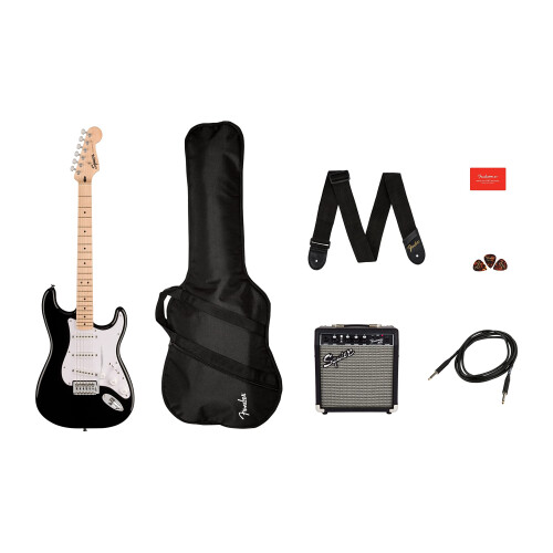 Fender Squier by Fender Sonic Stratocaster Beginner Electric Guitar Pack, Black