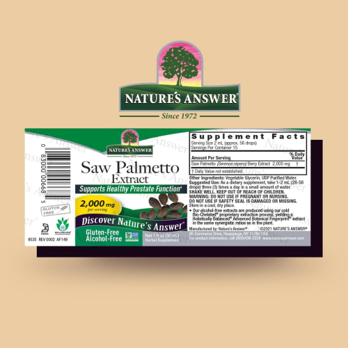 Nature's Answer, Εκχύλισμα Palmetto, Безάλκοολ, 2,000 mg, 1 fl oz (30 ml) 2