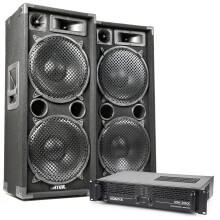 MAX 2800W MAX212 Dual 12" Passive DJ PA Speaker Kit with Amplifier, 6m Cables – Professional DJ Speakers and Amp Complete Passive PA System for DJ,