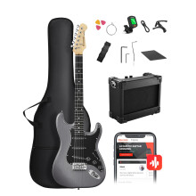 DONNER DST-80 Electric Guitar 39” Beginner Electric Guitar Kit with Amp, Classic SSS Pickup Complete with Gig Bag, Tuner, Capo, Strap, Picks, and Fr