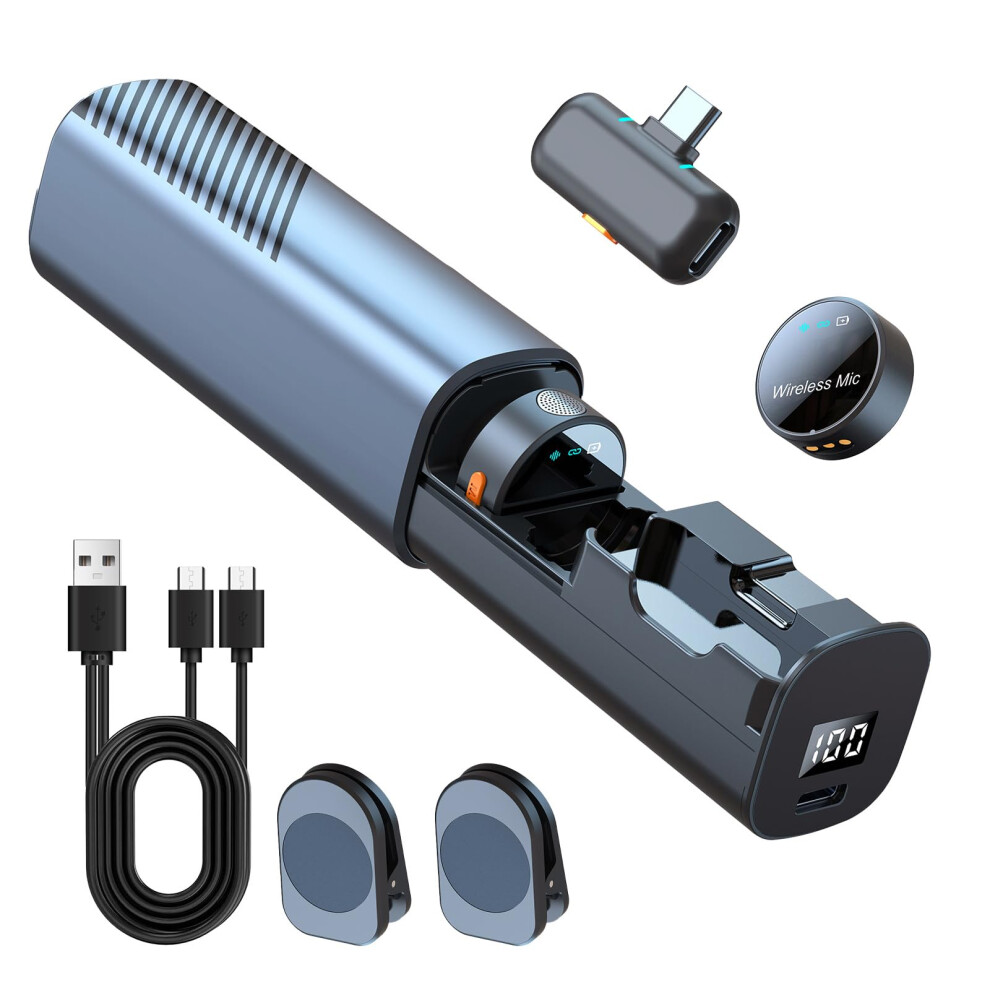 TORVEX Mini Microphone Wireless for iPhone, Andriodï¼Type-Cï¼, Wireless Lavalier Magnetic Microphone, 50m (270 ft.) Range, 46H Battery Life with Cha