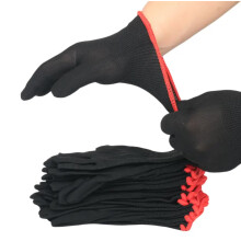 Guitar and Bass Practice Gloves, Full Finger Protection, Nylon Material, Black with Red Trim (18)