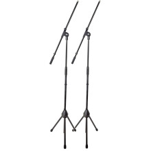 Chord | Heavy Duty Boom Microphone Stands with Adjustable Height | Foldable Tripod Mic Stand Twin Pack with Carry Bag | Professional Recording & Live