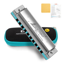 East top Advanced Diatonic Harmonica, Key of Ab, 10-Hole Harp Mouth Organ, Silver Cover, For Adults, Professionals & Students