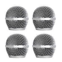 Microphone Head Replace, Steel Mesh Mic Grille Heads, Grille Mic Ball Replacement with Inner Foam, Fits for SM58 (Silver, 4 pcs)