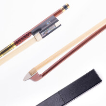 Ecotown Pernambuco Violin Bow 4/4 Full Size with Case– Handmade Professional-Grade Bow, Straight Stick, Ebony Frog, Natural Mongolian Horsehair, Fas
