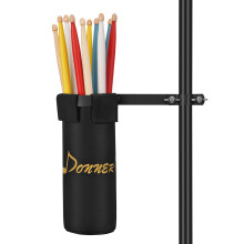 Donner Drum Sticks Holder, Nylon Drumstick Bag Removable, Clamp-On Lockable Aluminum Alloy Heavy Duty Clamp for Drumsticks Mallets Up to 10 Pairs, Bl