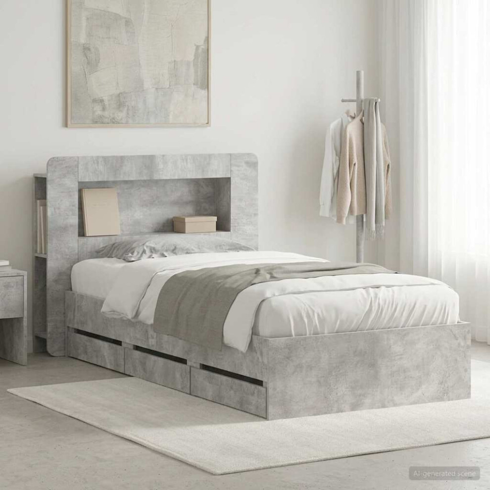 Vidaxl Bed Frame With Storage With Headboard Concrete Grey 80 X 200 Cm