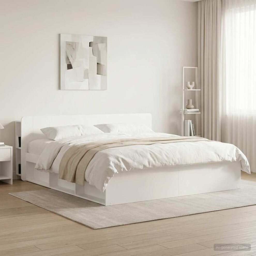 Vidaxl Headboard Cabinet With Storage White Engineered Wood