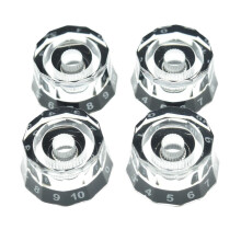 KAISH Pack of 4 USA 24 Fine Spline Lampshade Style Electric Guitar Knobs Speed Control Knobs for PRS/LP/SG/Les Paul Clear with Black