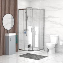 Nes Home Matte Grey 400mm Vanity 900mm Shower Enclosure & Shower Tray Toilet Set