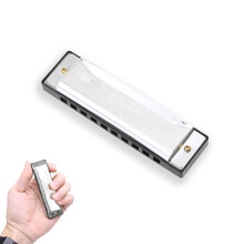 Pence & Moon Collective Blues Harmonica C, 10 Hole 20 Tune Diatonic Mouth Organ Harmonicas for Adults, Kids, Beginners, Gifts & Music Lovers, Stainle