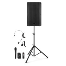 VONYX VSA500-BP 12-Inch Battery Powered Portable PA System with Wireless Microphone, Headset & Tripod Speaker Stand, Bluetooth, USB, SD & AUX – Idea