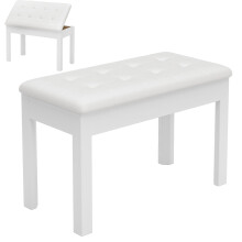 JOINATRE Duet Piano Bench with Hidden Storage,Heavy-Duty Wooden Keyboard Bench with Plush Padded Seat Piano Stool for Pianist,White
