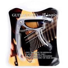 Adagio PRO DELUXE CAPO Suitable For Acoustic & Electric Guitars With Quick Release And Peg Puller In Silver RRP 10.99 - Retail Packed