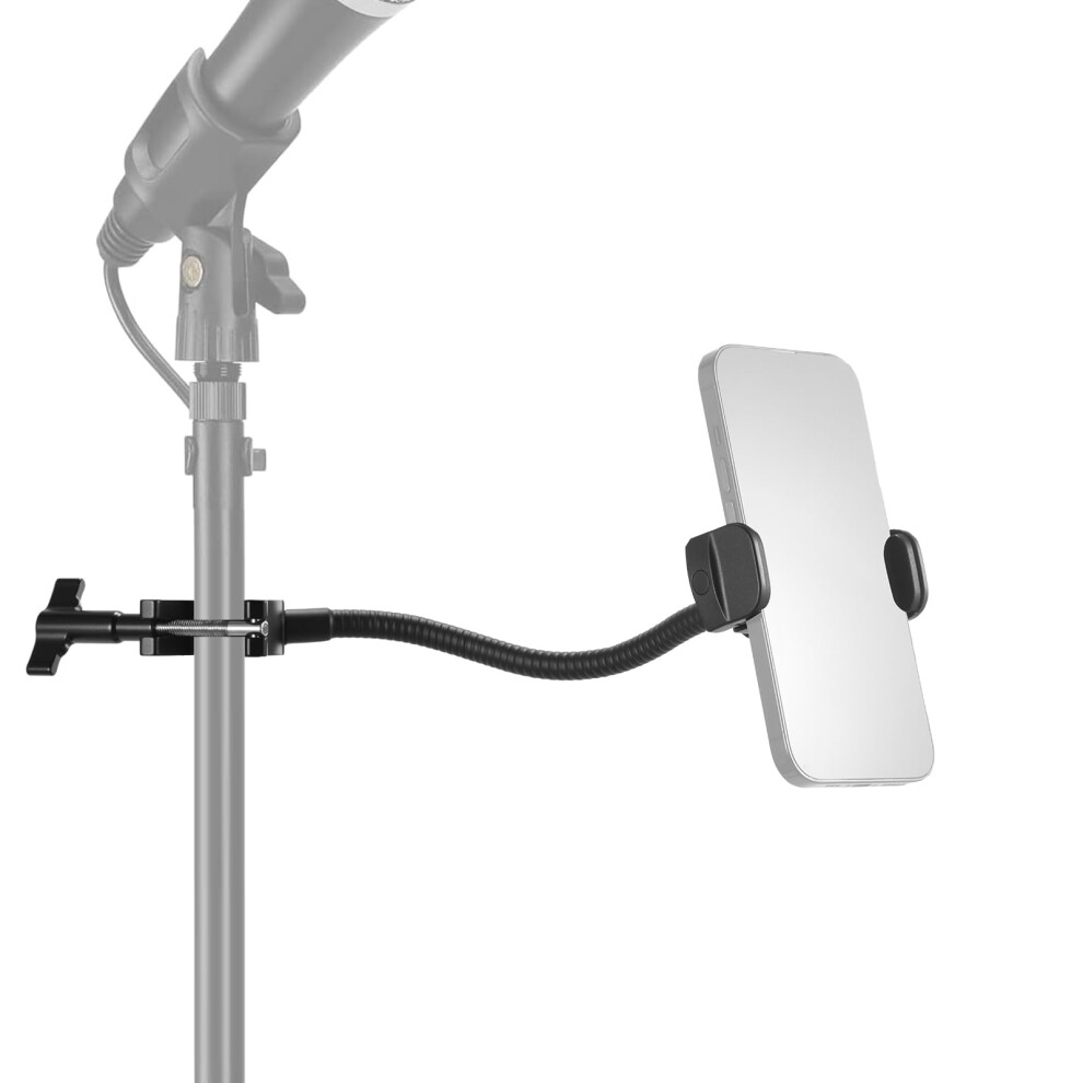 Neewer Basics Mic Stand Phone Holder With Flexible Arm, 360 Ball Head Boom Arm Microphone Floor Music Stand Cell Phone Mount Compatible With Iphone