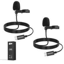 NEEWER Mini USB C Lavalier Microphone 2 Pack Compatible with iPhone 16 15 Pro Max Android Phone Tablet PC, Clip On Omnidirectional Condenser Lapel Mi