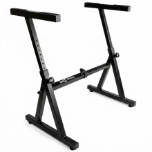 RockJam RJZZ363 Z-Frame Keyboard Stand, Heavy Duty Adjustable Digital Piano Z Stand with 8 Height Levels, Anti-Slip Pads, Black Steel Frame