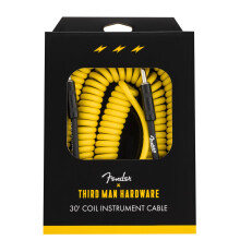 Fender x Third Man Hardware - 30' Coil Instrument Cable, Yellow. Suitable for Electric Guitar & Electric Bass