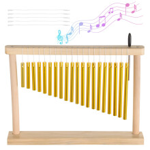 Packool 20-Bar Instrument with Rich Tone, Wood Table Wind Chime with Mallet, Single Row Percussion Instrument, Desktop Hand Chime, Serenity Bell Wind