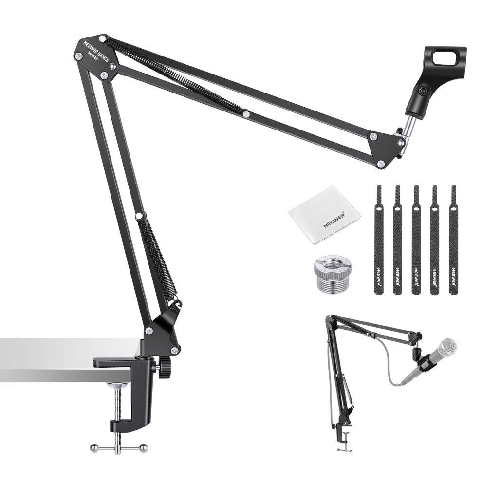 Neewer Basics Desktop Microphone Arm Stand, Suspension Scissor Boom Mic Desk Mount Compatible With Blue Yeti Snowball Hyperx Quadcast Solocast Shure,