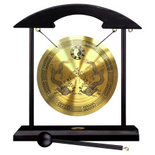 Hollylife Brass Feng Shui Gong 21cm/8.26 in Percussion Instruments Handmade Brass Gong Zen Art Desktop Chinese Home Decor Office Decorative Ornament