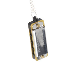 Silver Mini Harmonica Necklace - 4 Hole, 8 Tone, Portable for Kids & Beginners