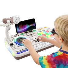 DJ Mixer for Kids, DJ set for kids, DJ Controller Toy with Recording Function, Microphone, 100+ Sound Effects, Real DJ Turntable & Drum Pads, DJ toy