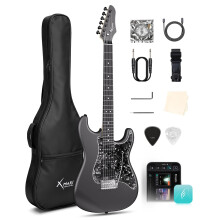 Xmari Smart Electric Guitar with Built-in DSP Effects, 4 Presets, USB-C OTG Recording, Headphone Output, Alnico Pickups w/Coil Split, Carbon Fiber Bo