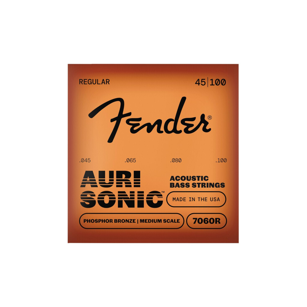 Fender 7060 Acoustic Bass Strings, Phosphor Bronze, .45-.100 Gauges, (4)