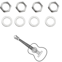 Yiyuanhe 4 Set 3/8" Guitar Output Input Jack Socket Nuts and Washers for Guitar Bass(Silver)