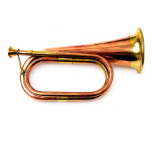 Handmade Full-Size Brass Bugle with Mouthpiece, Pure Brass, Vintage Military Style, Golden Brown