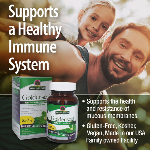 Nature's Answer, Goldenseal Root, 550 mg, 50 Vegetariánských Kapslí 1