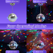 SGZIOO Disco Ball Motor Light with Remote, Mirror Ball Motor Battery Operated, Remote Adjustable Speed with 30 RGB Led Light for 6 8 12 20" Disco Bal
