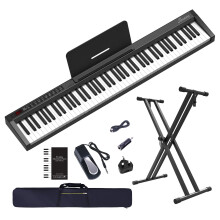 OYAYO Digital Piano 88 Weighted Keys with Stand, Touch Sensitivity Electric Piano Keyboard with Bluetooth MIDI Function, Sustain Pedal, Full Size Por