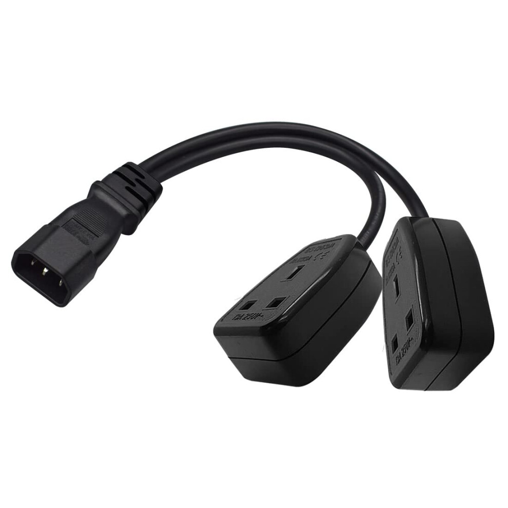 Strhowill 0.32M/1Ft Iec320 C14 To Dual Uk Socket Y-Splitter Power Cable,C14 Plug To Dual Uk Female Socket 3Pin Power Cord 5001828054591