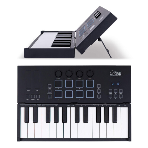 Folding MIDI Controller 25 - MIDI Over Bluetooth &USB Ultra-Portable Keyboard Controller - Built-In Battery for Professional Music Production - Compa