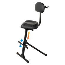 STRICH Guitar Stool with Backrest, Adjustable Stool, Height Adjustable Seat with Hanger for Acoustic Electric Bass Guitars, Drum Throne for Adults, D