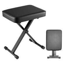 Piano Stool X-Style Keyboard Stool Padded Folding Piano Bench Adjustable Height With High-Density Sponges Non-Skid Design Black