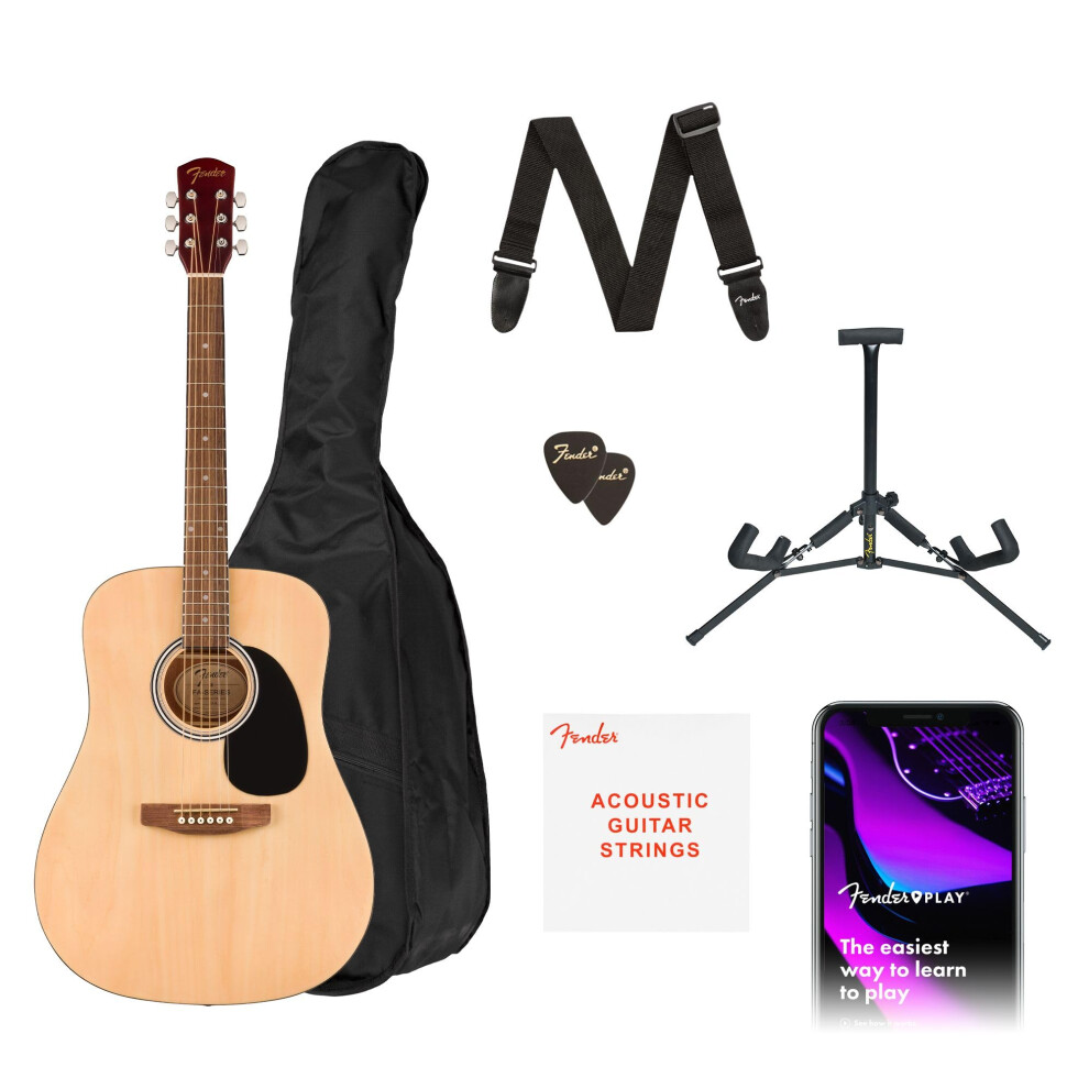 Fender Fa-25 Dreadnought Acoustic Guitar Kit, Walnut Fingerboard, Natural