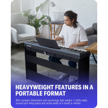 Donner Digital Piano Keyboard Weighted 88 Keys with Piano Stand, Beginner Home Electric Piano with Furniture Stand and Triple Pedal, DEP-20 Real Pian