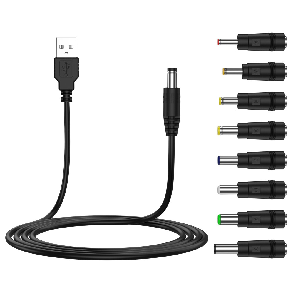 Oumida 5V Usb To Dc 5.5X2.1mm Power Cable, Charging Cord With 8 Dc Barrel Jack Connectors,Barrel Jack Plug Charger Adapter For Fan, Speaker, Phone, T 5002198835940