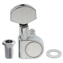Musiclily Pro R15J Single 15:1 Ratio 2-Pin Full Sealed Machine Head Bass Side Tuner Tuning Peg Key with Hex Button for SQ Strat Tele Style Electric G