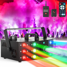 Hakuta Fog Machine,Smoke Machine with 12 LED Colorful Beam Light DMX Light Control & Manual Control & Wireless Remote Perfect for Indoor Outdoor Wedd