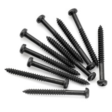 Musiclily Ultra Metric M2.5x25mm Stainless Steel Pickup Mounting Wood Screws Phillips Pan Head Half Thread for Electric Guitar, Black (Set of 10)